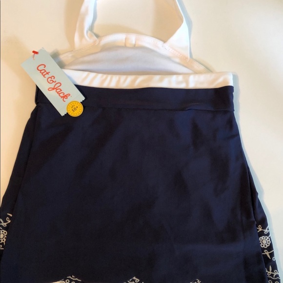 Girls Sundress White Embroidered Daisies On Blue - Picture 2 of 2